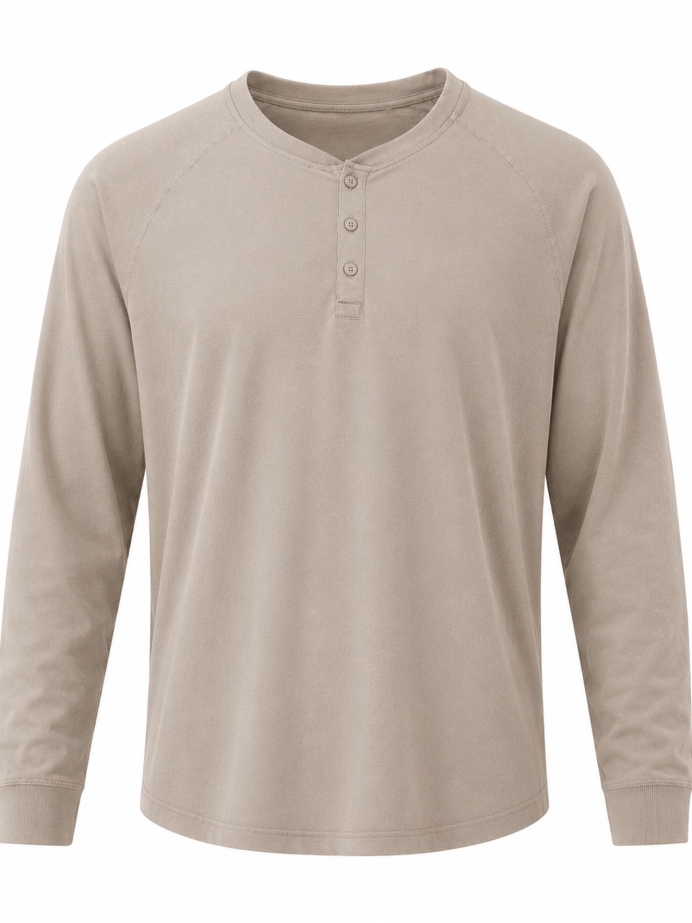 Caliville XL Henley Shirt Beige Organic Cotton Long Sleeve Casual